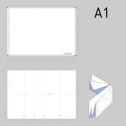 A1 storlek tekniska ritningar papper mall vektorritning