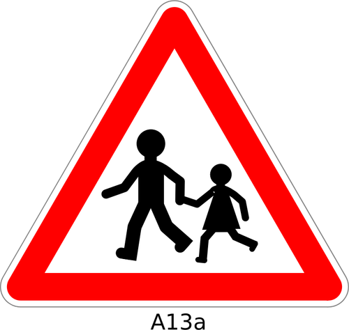 Fußgänger überqueren der Straße Verkehr Warnzeichen Vektorgrafiken