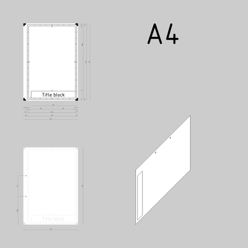 A4-formatige technische Zeichnungen-Papier-Vorlage-Vektor-Bild