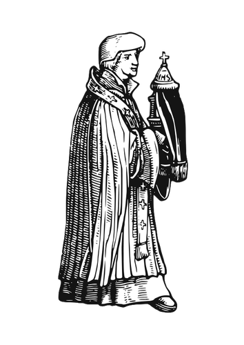 Средневековый священник с причастием вектор