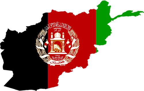 アフガニスタンの国旗と地図