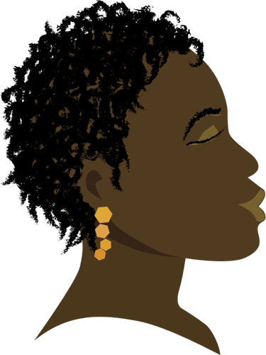 Afrika gadis dengan mata tertutup profil gambar vektor