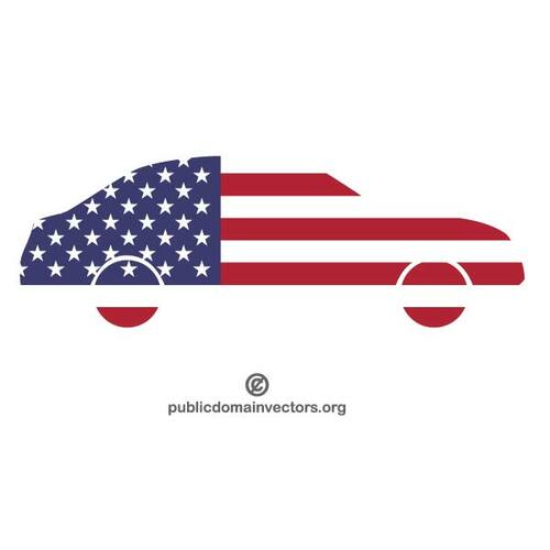 アメリカの国旗と車シルエット