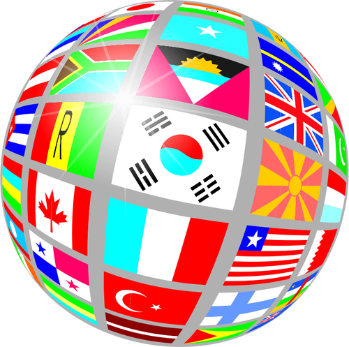 شكل الكرة الأرضية مع الأعلام