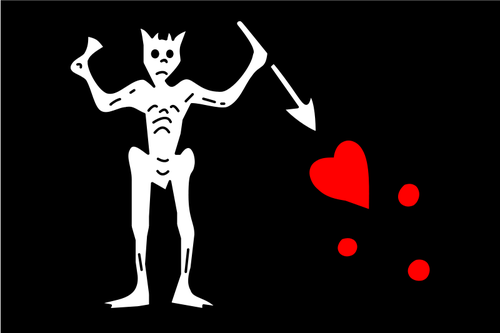 Пиратский флаг кровавого сердца векторное изображение