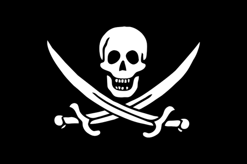 Bandeira pirata caveira e espadas imagem vetorial