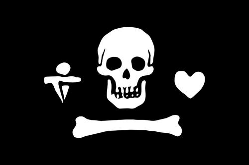 Drapeau de pirate coeur et OS image vectorielle