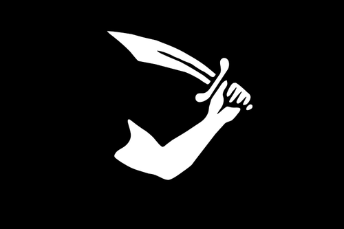 Merirosvo lippu käsi ja miekka vektori kuva