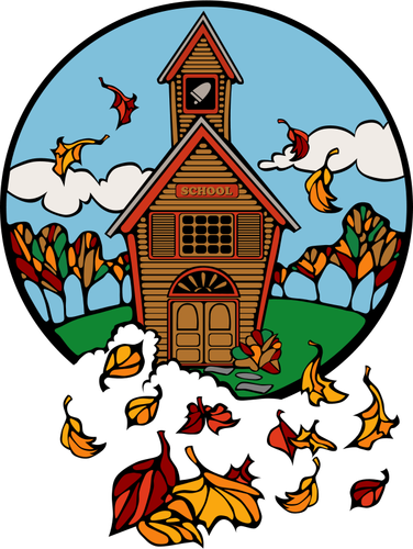 Escola em ilustração vetorial de outono