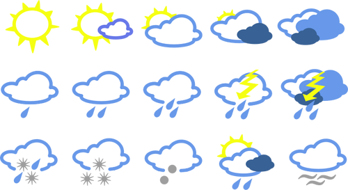 Previsioni meteo simboli vettori insieme