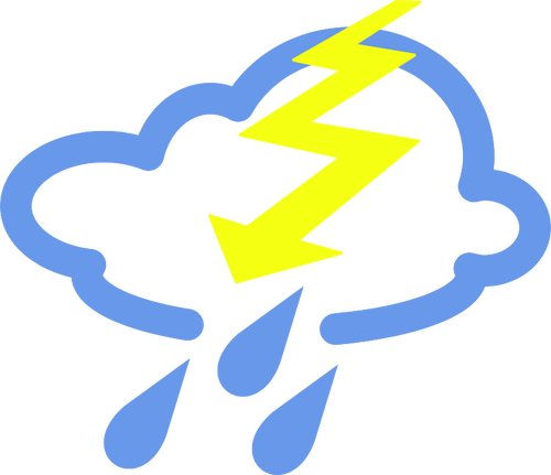 Ploaie şi tunete vreme simbol vector imagine
