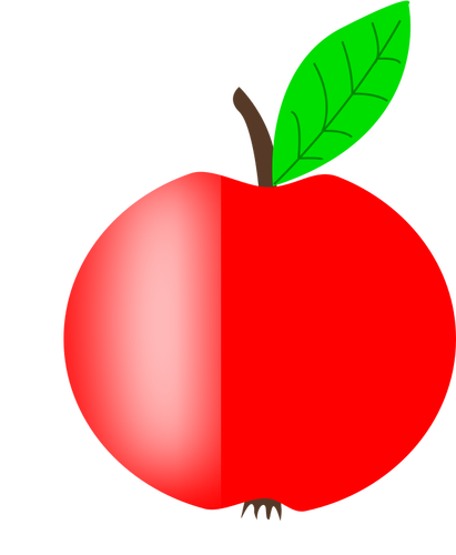 أحمر التفاح صورة المتجه مع ورقة خضراء