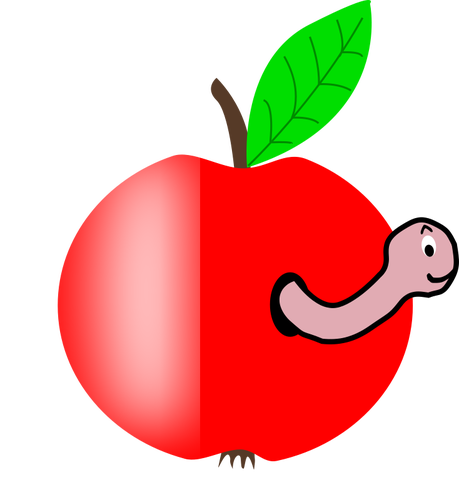 Pomme rouge avec une illustration de vecteur vert feuille