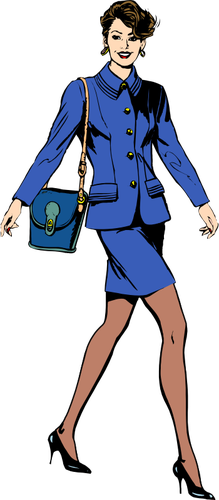 Vektorritning av affärskvinna i blå kostym