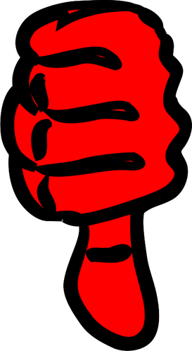 Vektorový obrázek silnou červenou ruku palec dolů