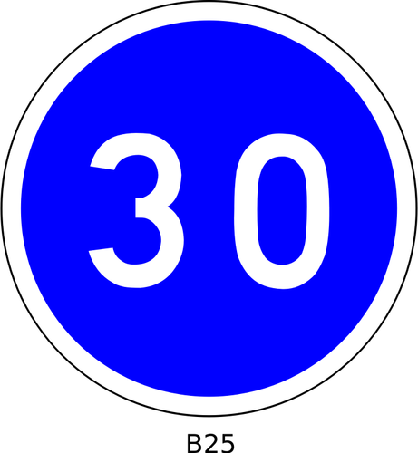 Vector illustraties van 30mph snelheidsbegrenzing blauwe ronde Frans bord