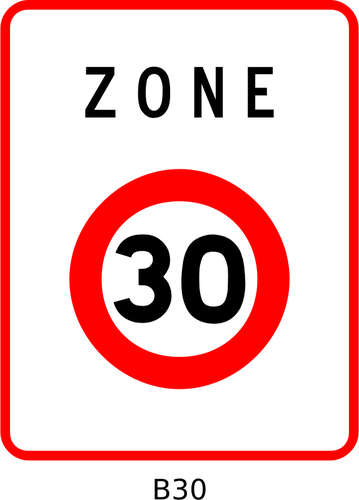 Vector Illustrasjon av 30mph hastighet begrensning kvadrat fransk roadsign