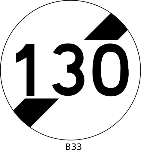 Imagem vetorial de fim de sinal de estrada de limite de velocidade de 130 km/h