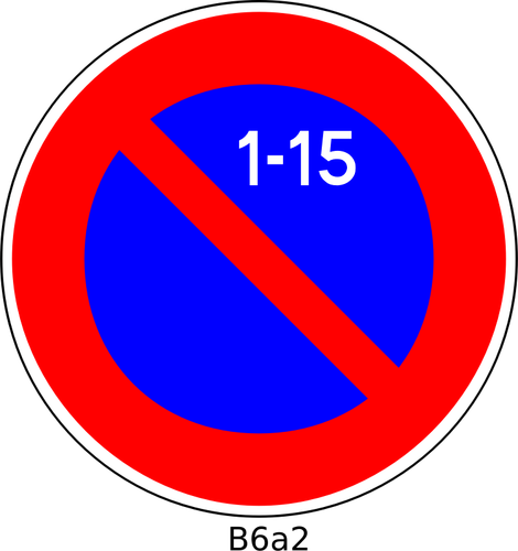 矢量图的从 1 到 15 个月法国道路标志禁止停车
