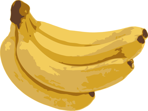 ClipArt-kuva tummennetuista keltaisista kypsistä banaaneista