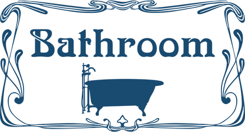 Grafica vettoriale di segno decorato porta bagno blu