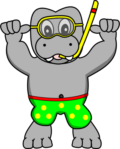 Snorkeling hippo वेक्टर छवि