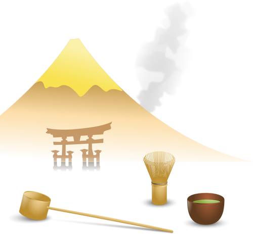 Gambar vektor adegan teh Jepang