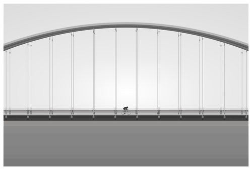 Illustration of biker on a bridge