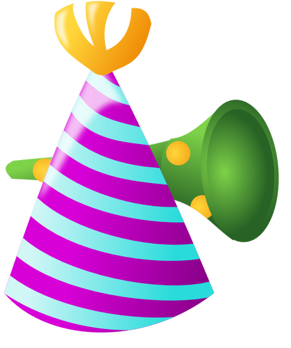Renkli doğum günü şapkası ve trompet vektör görüntü