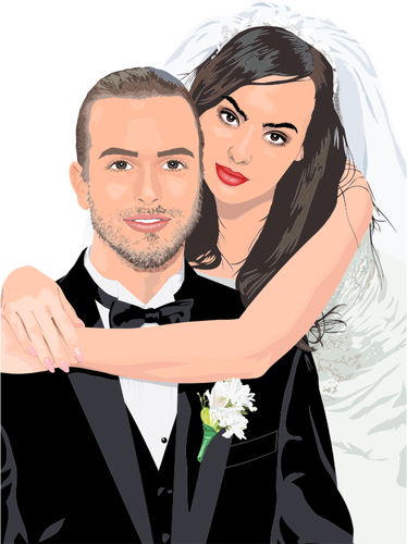 Bruden og brudgommens bryllup portrett
