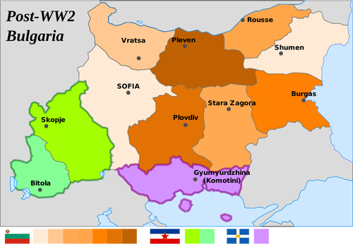 خريطة جمهورية بلغاريا بعد الحرب العالمية 2 رسم ناقلات