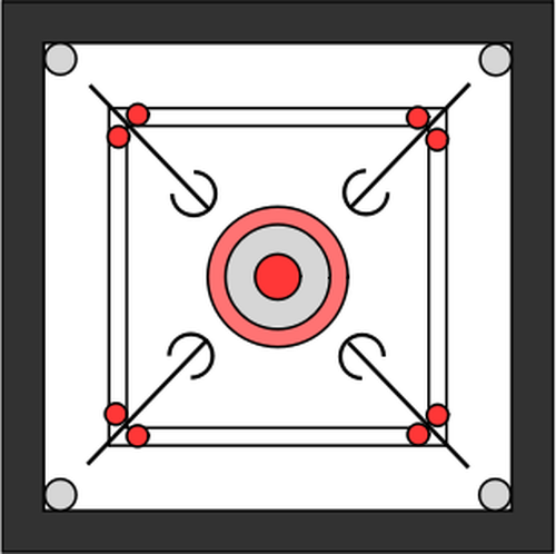 Illustration vectorielle de carrom carte vue de dessus