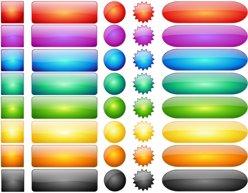 Shiny button set vector graphics