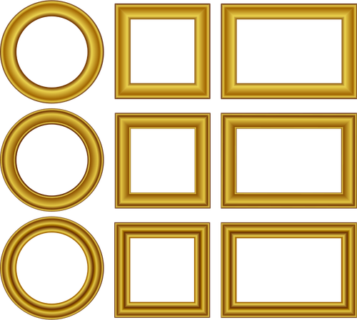 Векторное изображение набор золотых фреймов