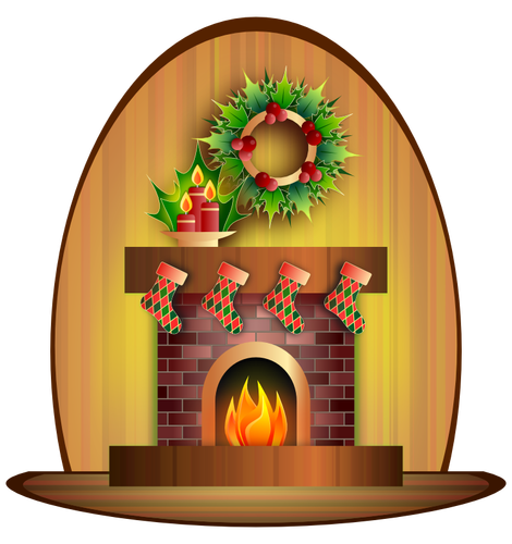 Christmas fireplace vector image