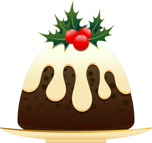 Christmas pudding med mistel vektorgrafik