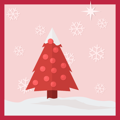Árvore de Natal na arte neve cartão vetor clip
