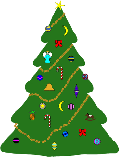 شجرة عيد الميلاد مع الحلي الرسم ناقلات