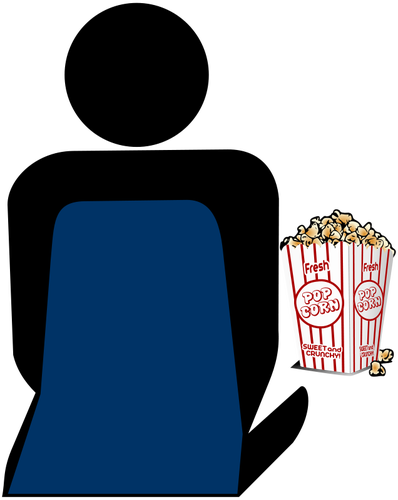 Person mit Popcorn auf das Kino-Vektor-symbol