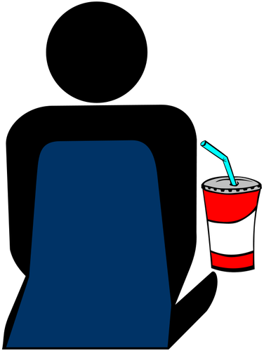 Pessoa com refrigerante no ícone vector do cinema