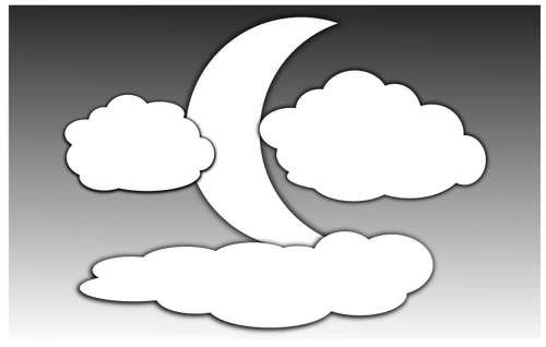 Awan dan bulan ilustrasi