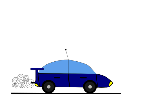 Mobil biru Menggambar
