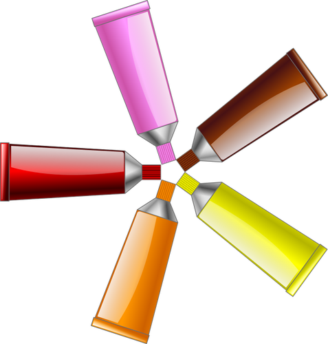 Ilustração de tubos cores vermelho, amarelo, marrom, laranja e rosa