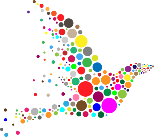 Círculos coloridos formando um pássaro de desenho vetorial