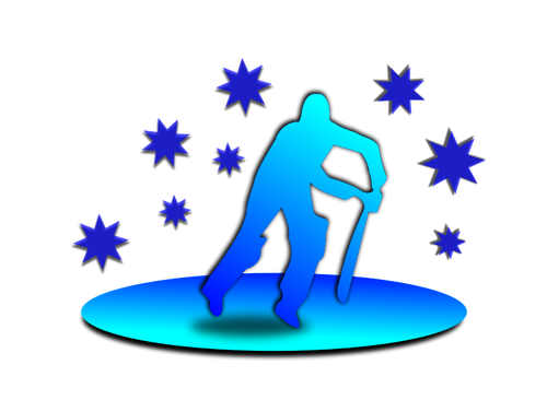 Vector silhouette of man playing cricket