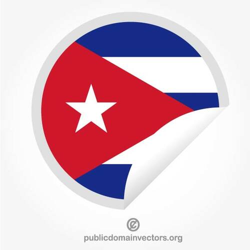 キューバの旗のステッカーを剥離