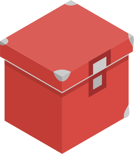 בתמונה וקטורית של תיבת אחסון אדום עם מכסה