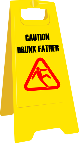 Vector drawing of drunk father sign