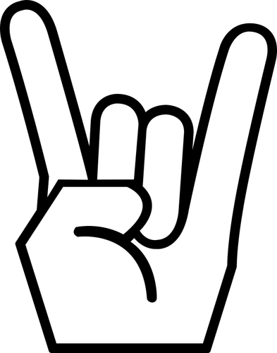 Imagine vectorial de rock pe mana semn alb-negru