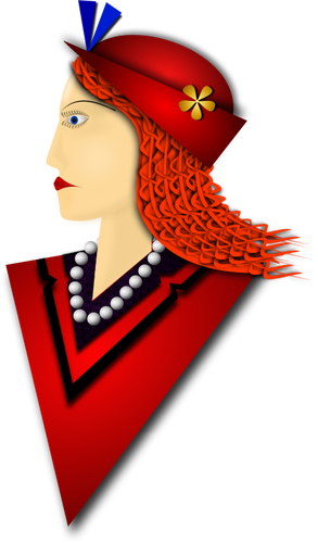 Vector tekening van elegante vrouw met rode hoed